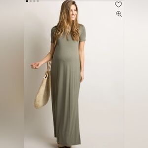 Pinkblush olive green maxi length shirt dress, small